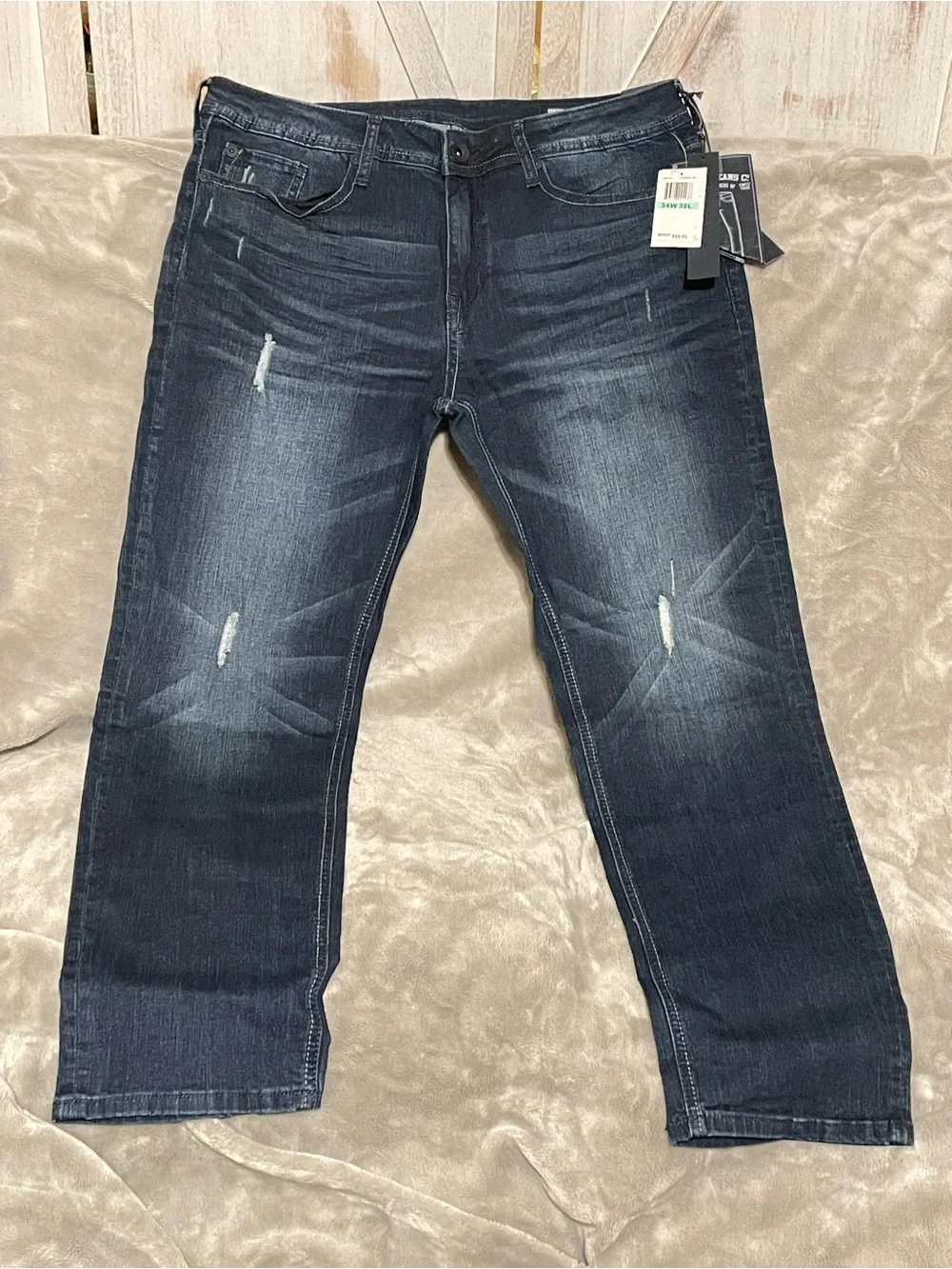 Seven7 Men's Straight Dark Wash Jeans - Faded Blue